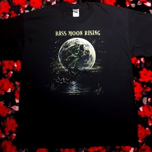 Vintage 2000s Bass Moon Rising CCR Band Fishing Lake Champlain Tshirt Size XL